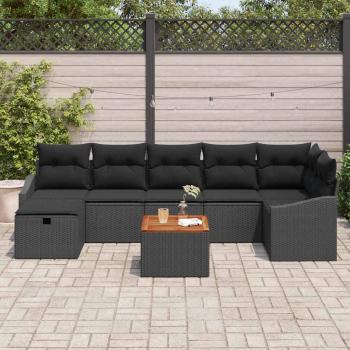 Gartensofa-set 8 stk. Schwarz Poly Rattan