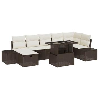ARDEBO.de - 8-teiliges Garten Sofa Set mit Kissen Braun Poly Rattan