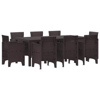 9-teiliges Garten-Essgruppen-Set Braun Poly Rattan