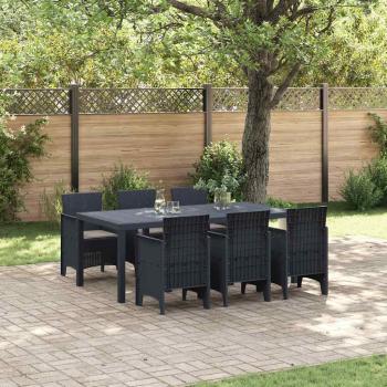 ARDEBO.de - 7-teiliges Garten Essset mit Kissen Anthrazit Poly-Rattan