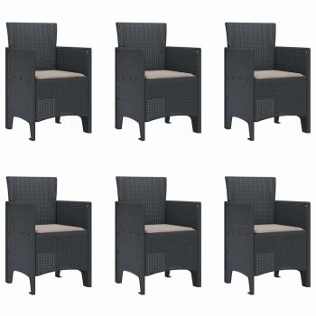 7-teiliges Garten Essset mit Kissen Anthrazit Poly-Rattan