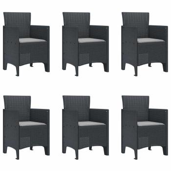 7-teiliges Garten Esszimmer Set mit Kissen Anthrazit Poly-Rattan