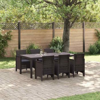 ARDEBO.de - 7-teiliges Garten-Essset mit Kissen Dunkelbraun Poly Rattan