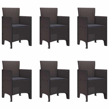 7-teiliges Garten-Essset mit Kissen Dunkelbraun Poly Rattan