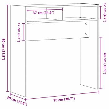 Schwarzer Eichen Konsolentisch - 78x30x80 cm - Aus Holzwerkstoff