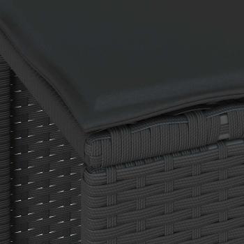 3-teiliges Garten Esszimmer Set mit Kissen Schwarz Poly Rattan Akazie