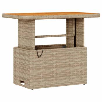 3-teiliges Garten Essset mit Kissen Beige Poly Rattan Akazie
