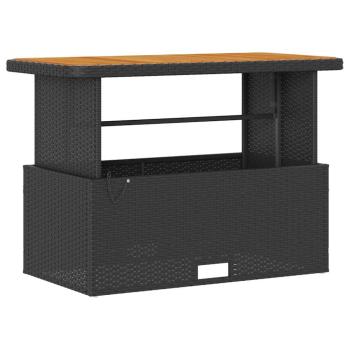 4-teiliges Garten Essset mit Kissen Schwarz Poly Rattan Akazie