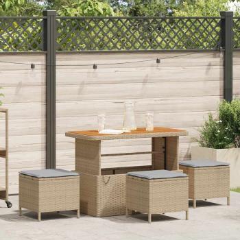 ARDEBO.de - 4-teilige Garten Essgruppe mit Kissen Beige Poly Rattan Akazie