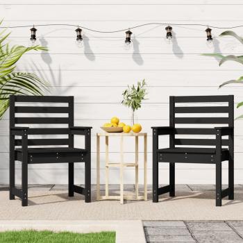 Gartenstühle 2 Stk. Schwarz 60x48x91 cm Massivholz Kiefer