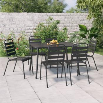ARDEBO.de - 7-tlg. Garten-Essgruppe Anthrazit Stahl