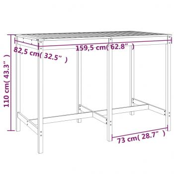 Gartentisch Honigbraun 159,5x82,5x110 cm Massivholz Kiefer