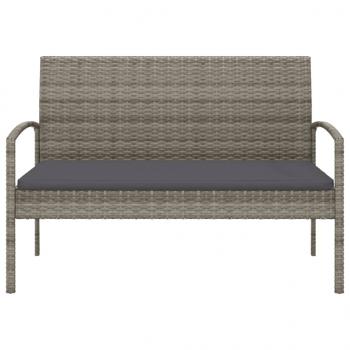 Gartenbank mit Kissen Grau 105 cm Poly Rattan