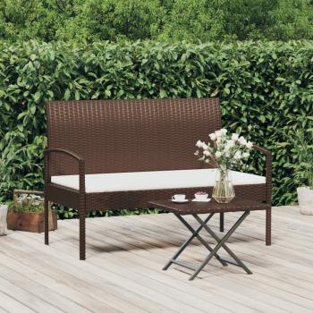 ARDEBO.de - Gartenbank mit Kissen Braun 105 cm Poly Rattan
