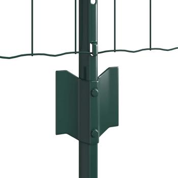 Euro-Zaun mit 5 U-Pfosten Grün 0.4x10 m Stahl