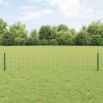 Eurozaun mit 5 U-Pfosten Grün 0,4x10 m Stahl