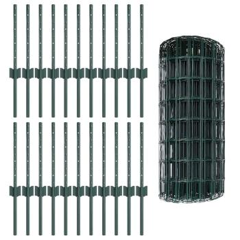 Gartenzaun Set Set aus 3 Grün Pulverbeschichteter Stahl Mittel
