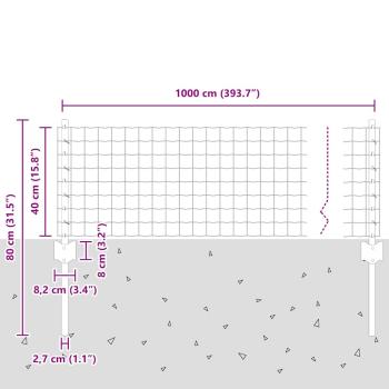 Eurozaun-Set Set aus 2 Grau PVC-beschichteter Stahl 10 x 0.4 m