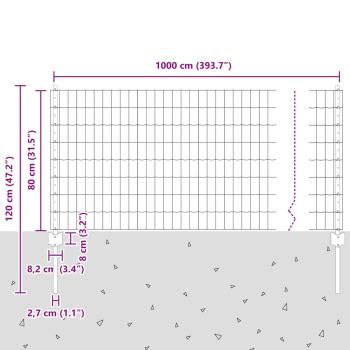 Euro Zaunset Set aus 2 Grau Verzinkter Stahl Groß Langlebig
