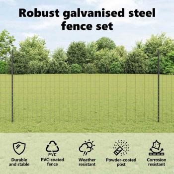 Eurozaun mit 10 U-Posts Grau 1,2x10 m Stahl