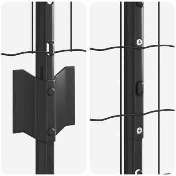 Euro Zaun Set von 2 Grau Metall Standard Robust Euro Zaun