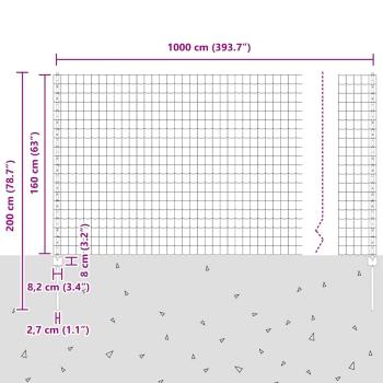 Euro-Zaun mit Pfosten 10 x 1,6 m PVC-beschichteter Stahl Grau