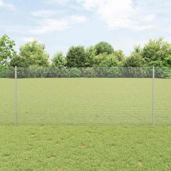 ARDEBO.de - Geschweißter Drahtzaun mit 22 U-Pfosten Silber 1x25 m Stahl