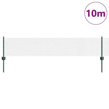 Schweißdrahtzaun mit 5 U-Pfosten Grün 0.4x10 m Stahl
