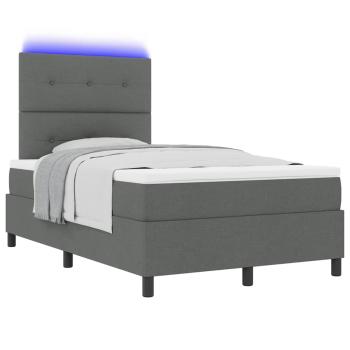 Boxspringbett mit Matratze & LED Dunkelgrau 120x200 cm Stoff
