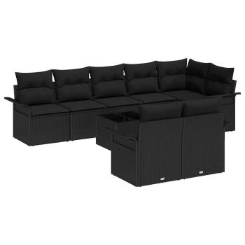 9-teiliges Garten-Sofa-Set mit Kissen Beige Poly-Rattan