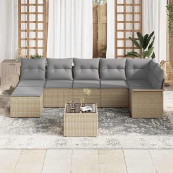 Gartensofa-set 8 stk. Beige Poly-Rattan