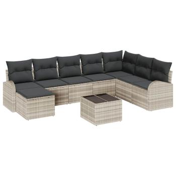 Garten-Sofa-Set Set von 9 Beige und Schwarz Rattan