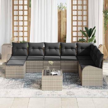 Garten-Sofa-Set Set von 9 Beige und Schwarz Rattan