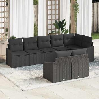 ARDEBO.de - Garten-Sofa-Set Set mit 8 Schwarz Rattan Vier-Sitzer Outdoor-Sofa