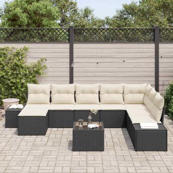 8-teiliges Garten Sofa Set mit Kissen braunes Poly Rattan