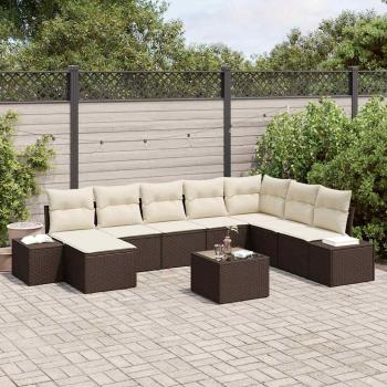 ARDEBO.de - Gartensofa-set 9 stk. Braun Poly-Rattan