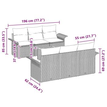 7-teiliges Garten-Sofa-Set mit Kissen Schwarz Poly-Rattan Akazie
