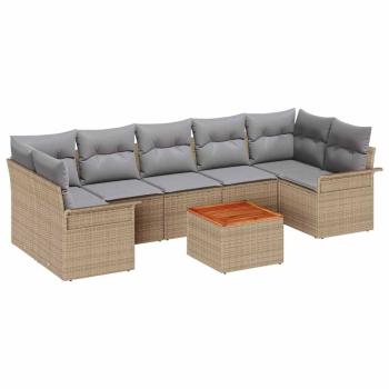 Gartensofa-set mit Kissen 8 pcs Beige Poly-Rattan