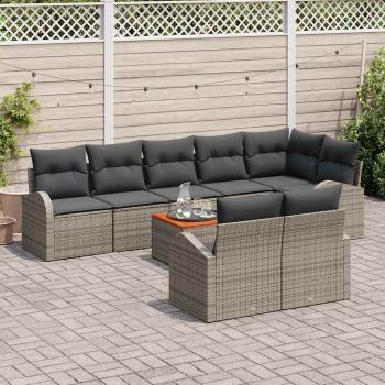 Gartensofa-set 9 stk. Grau Poly-Rattan