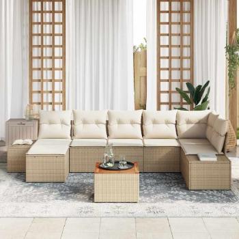 ARDEBO.de - Garten-Sofa-Set 8 Teile Beige und Creme Poly-Rattan Groß