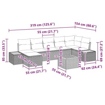 8-teiliges Garten-Sofa-Set mit Kissen Grau Poly-Rattan Akazie
