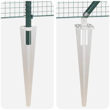Schweißdrahtzaun mit 7 Spike-Pfosten Grün 0.4x10 m Stahl