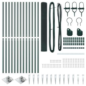 Geschweißter Drahtzaun mit 13 Spike-Pfosten, Grün, 1x25 m, Stahl