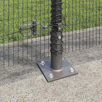 Drahtzaun mit 13 Flanschpfosten Grau 1,2x50 m Stahl