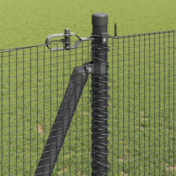 Drahtzaun mit 13 Flanschpfosten Grau 1,2x50 m Stahl