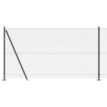 Drahtzaun mit 13 Flanschpfosten Grau 1,2x50 m Stahl