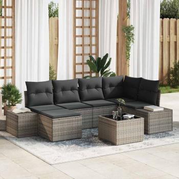 ARDEBO.de - 6-teiliges Garten Sofa Set mit Kissen Schwarz Poly Rattan