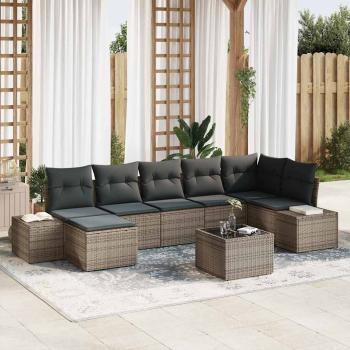 ARDEBO.de - Garten-Sofa-Set 7 stk. Grau Poly-Rattan