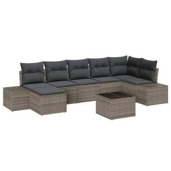 Garten-Sofa-Set 7 stk. Grau Poly-Rattan