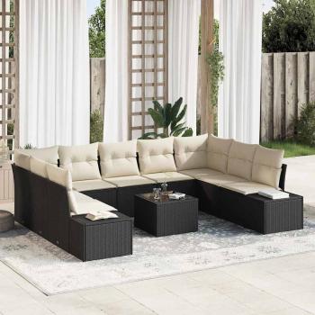 ARDEBO.de - 9-teiliges Garten-Sofa-Set mit Kissen in braunem Poly-Rattan